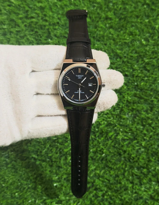 TISSOT PRX POWEMATIC 80 LEATHER STRAP WATCH